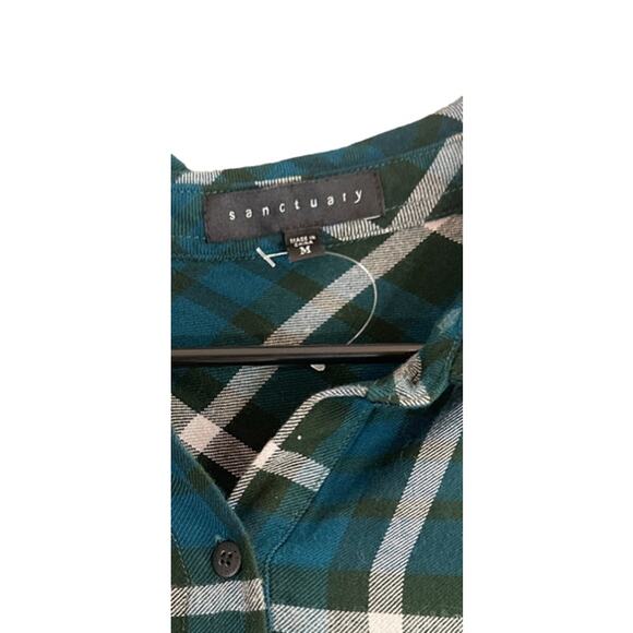 Sanctuary Blue Plaid Long Sleeve Collared Button Down Shirt Women Sz M - Picture 11 of 11